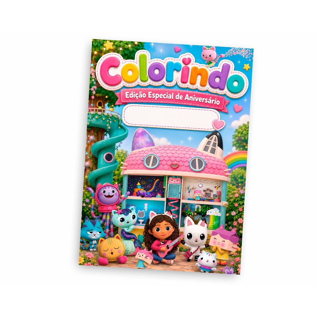 Livros de Colorir Personalizado Casa Mágica da Gabby - Lembrancinha De Aniversário Livro de colorir