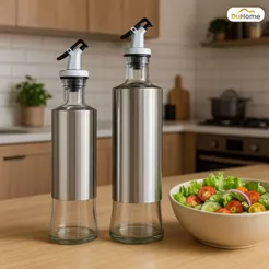 Galheteiro Porta Azeite Vinagre Com Dosador Vidro Inox Vinagreiro Azeiteiro 150ml Duhome