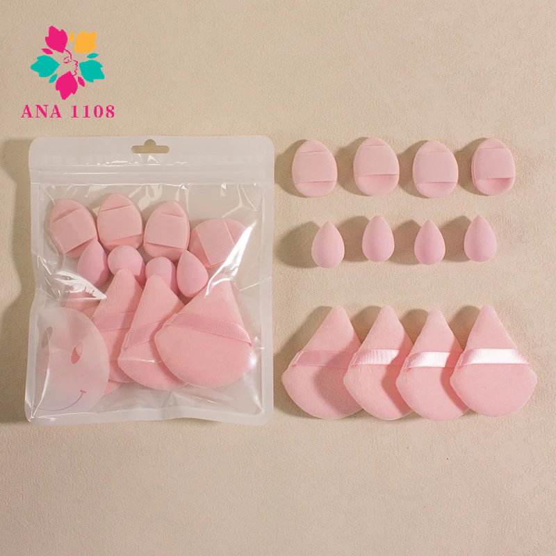 ANA1108 Conjunto12 peças Esponjas Multifuncionais para Maquiagem - Aplica Base Blush e Corretivo
