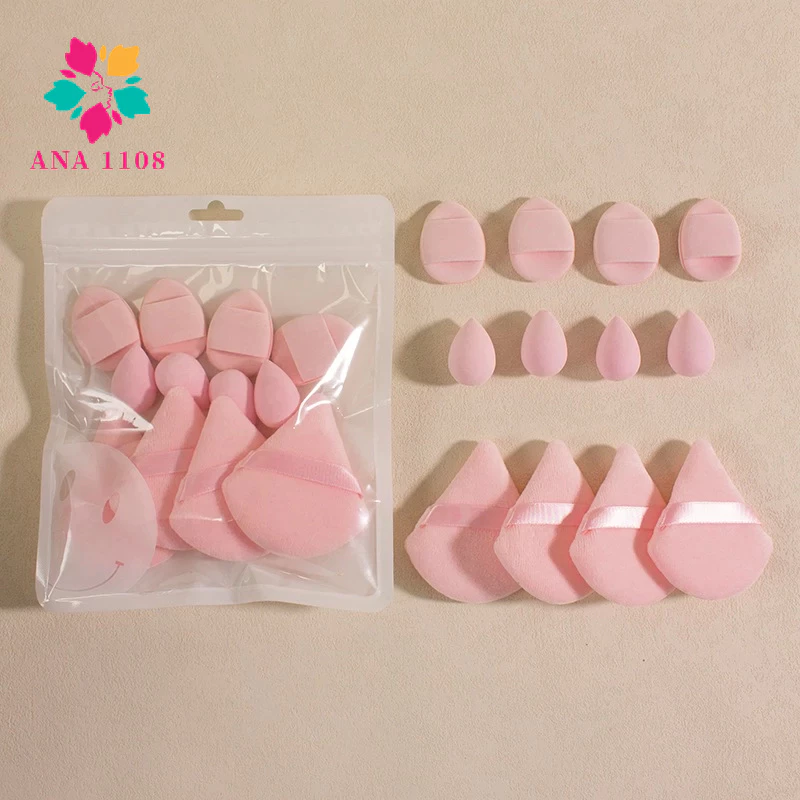ANA1108 Conjunto12 peças Esponjas Multifuncionais para Maquiagem - Aplica Base Blush e Corretivo