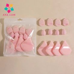 ANA1108 Conjunto12 peças Esponjas Multifuncionais para Maquiagem - Aplica Base Blush e Corretivo