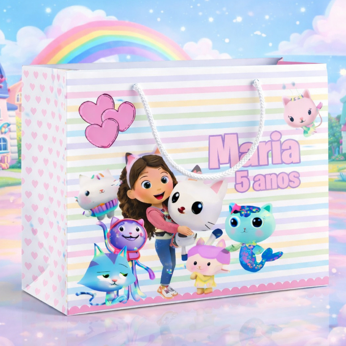 Sacolinhas Personalizada Casa Mágica da Gabby Lembrancinha de Festa Aniversário Infantil Mimos