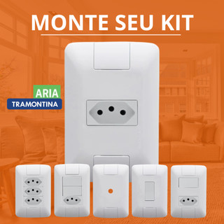 Tomada 10A 20A Interruptor Tramontina Aria Linha Modular Completa 4x2 Branco Tecla Simples Paralelo