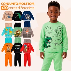 Kit Sortido 2 Peças de Roupas Masculino Infantil Inverno – 1 blusa casaco + 1 calça de 1 ao 10 – Kit 1 Conjunto Moletom