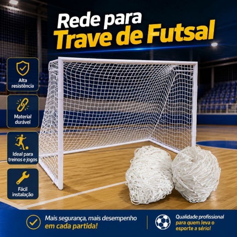 Rede Futsal 4mm Profissional Nylon Reforçada