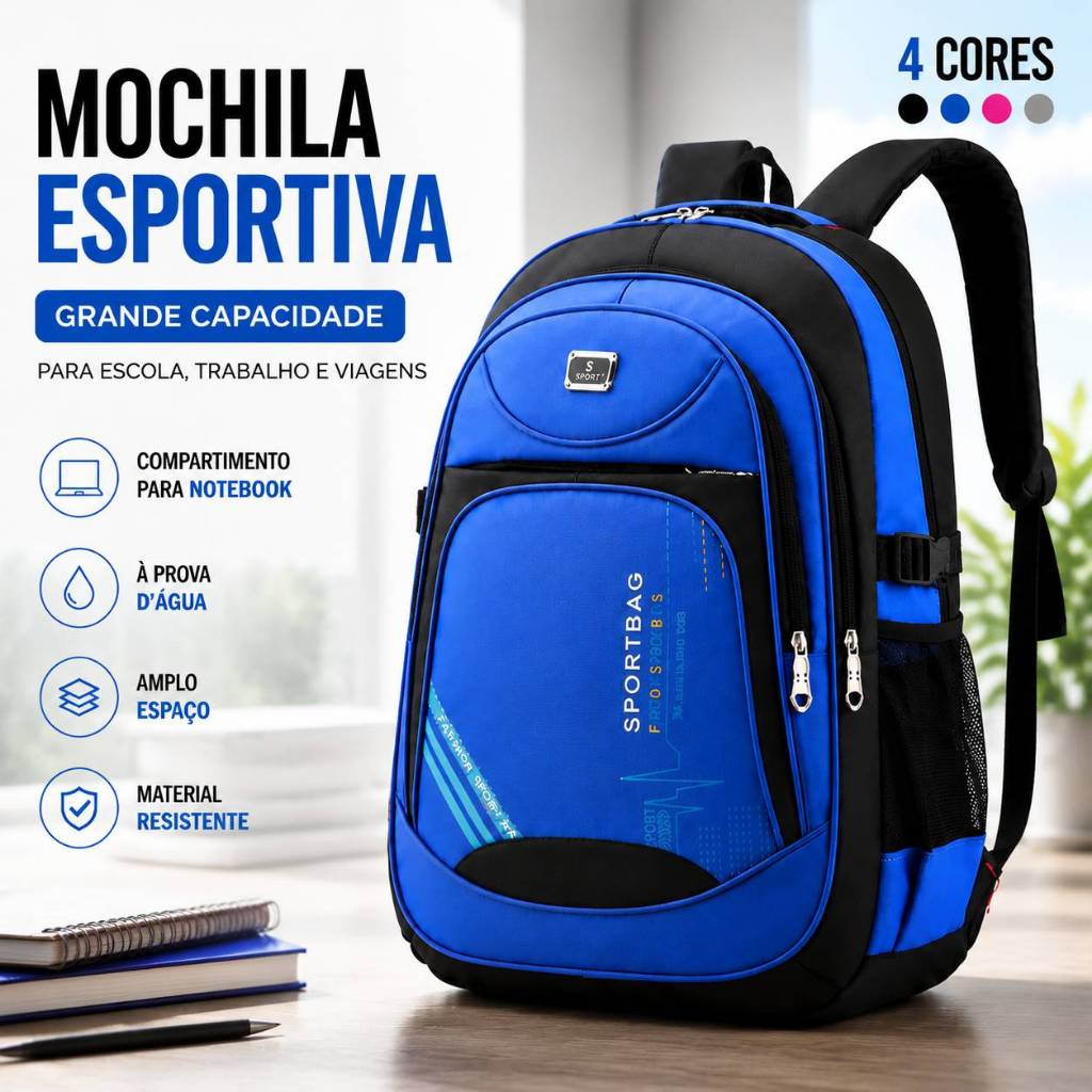 Mochila Masculina-Feminina Impermeável Faculdade Resistente Grande Pronta entrega
