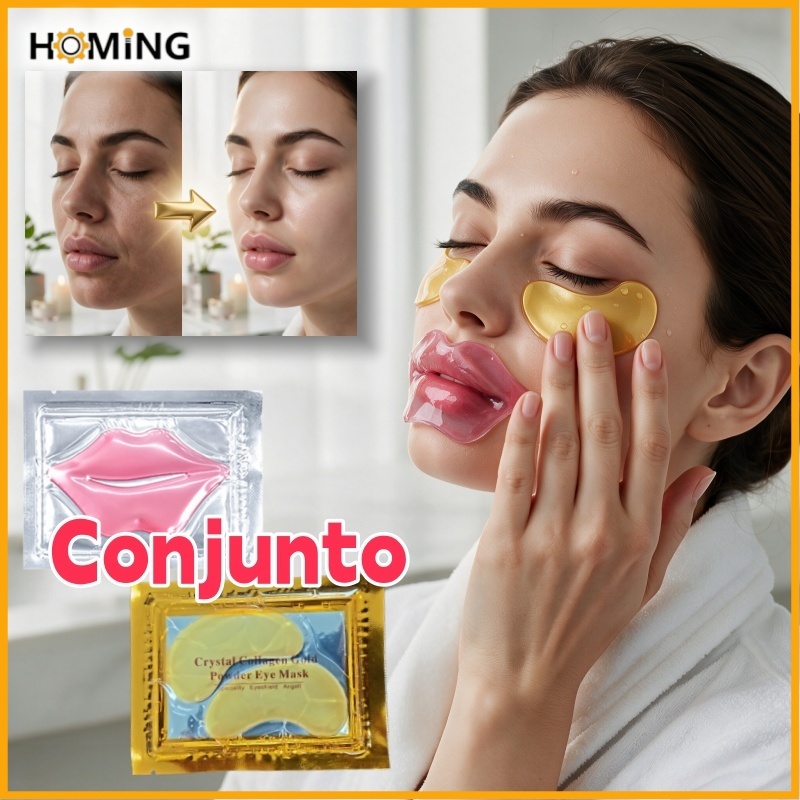 Kit 20/40/60 Máscara Labial + Máscara para os Olhos Textura de Gelatina Hidratantes para a Pele Feminina