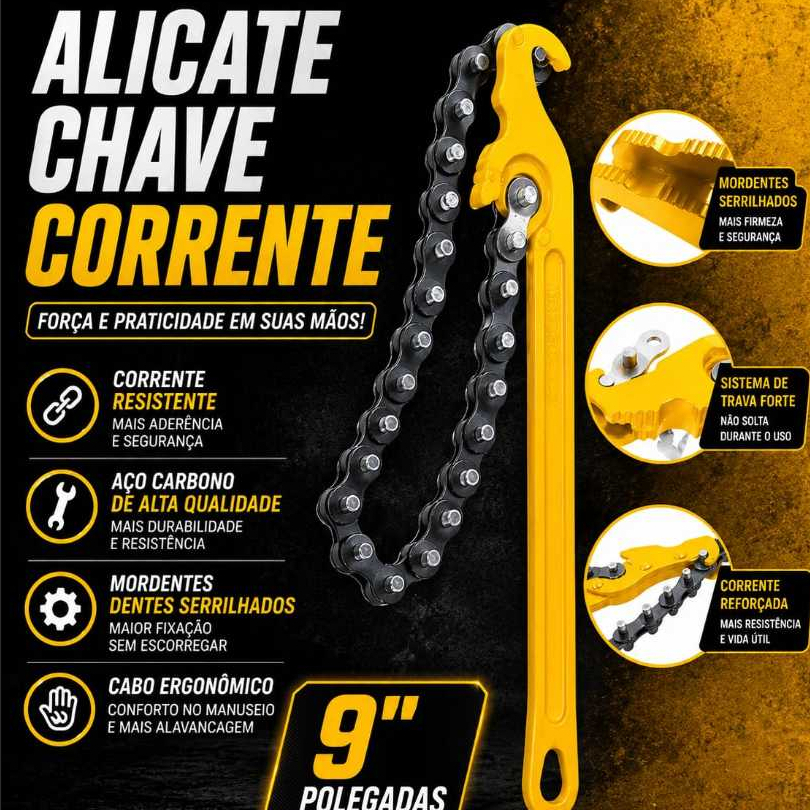 Chave de Corrente para Retirar Filtro de Óleo - ENVIO IMEDIATO!