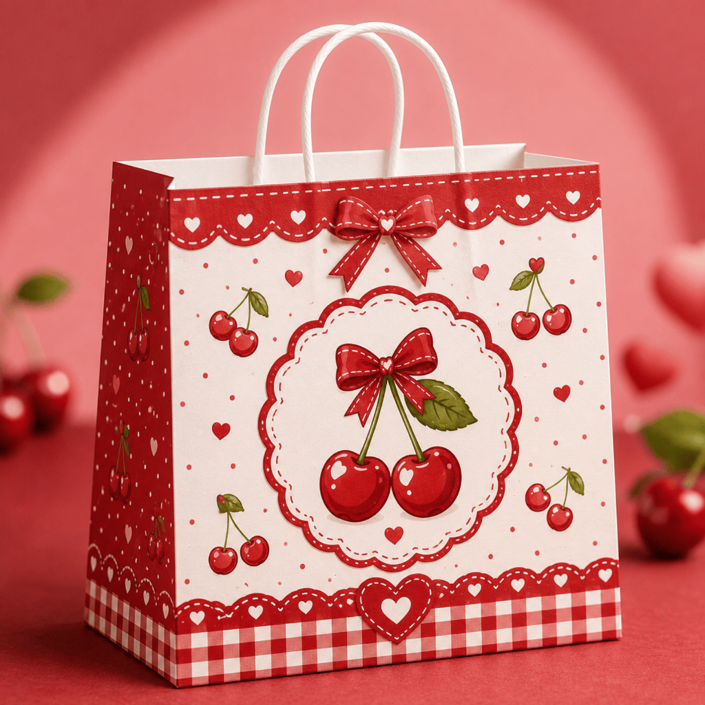 Sacolinha Personalizada Cereja | Lembrancinha Aniversário Infantil