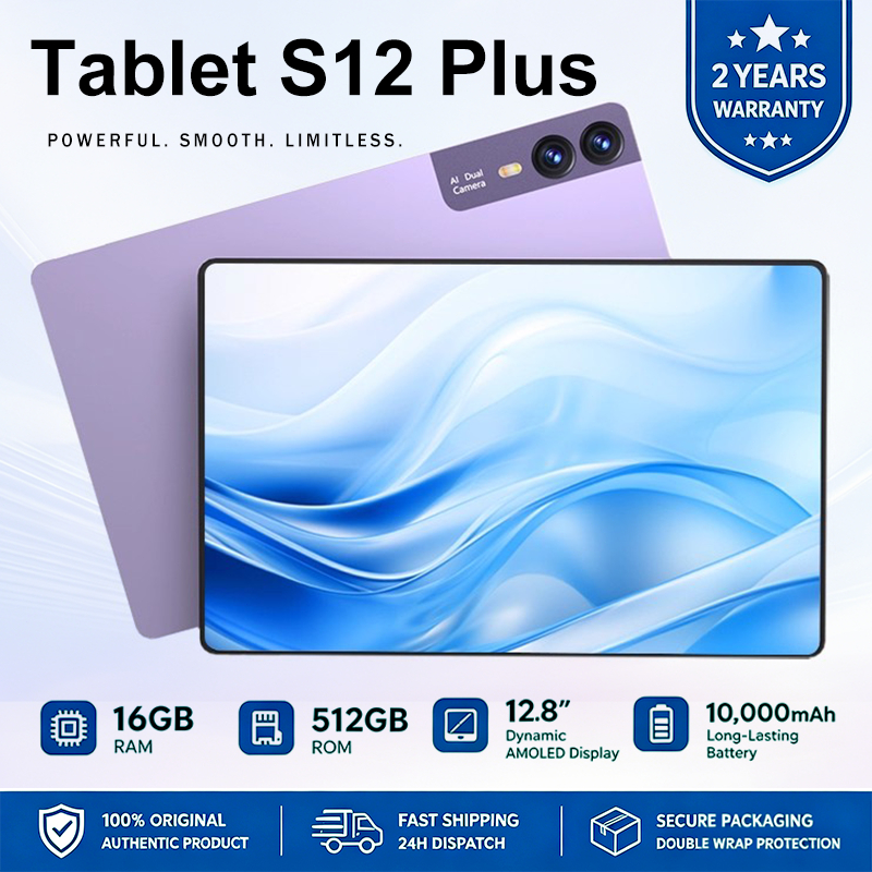 Tablet S12 Plus com Teclado e Mouse Tela 12.8"  16GB RAM 512GB  WiFi/Bluetooth  Android 15