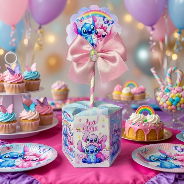 Kit Centro de mesa Festa Stitch Lilo e Angel - Aniversário Infantil