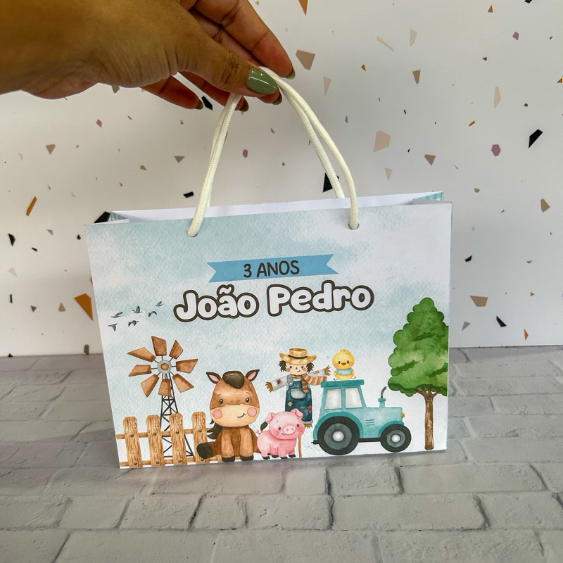 Sacolinha Personalizada Fazendinha Baby | Kit 10, 20 ou 30 Unidades | Lembrancinha Festa Infantil