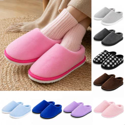 Pantufa Fechada Feminina Masculino Adulto Pelúcia Quente Confortável Revestida Antiderrapante Inverno
