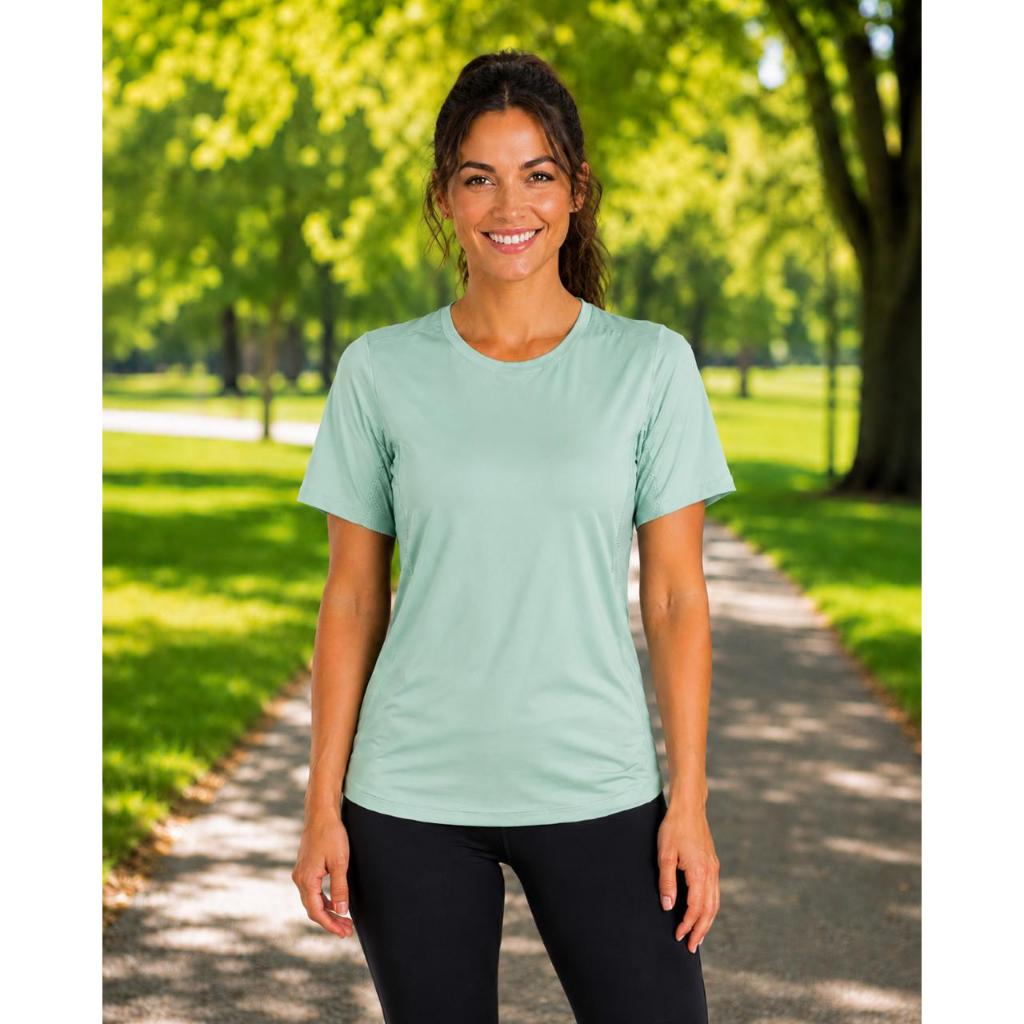 Camiseta Dry Fit Feminina Verde Mint Fitness Manga Curta Academia Treino Musculação Corrida Respirável