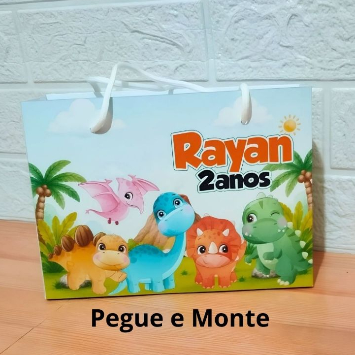 Sacolinha Personalizada Dinossauro Baby Desmontada| Lembrancinha Festa Infantil