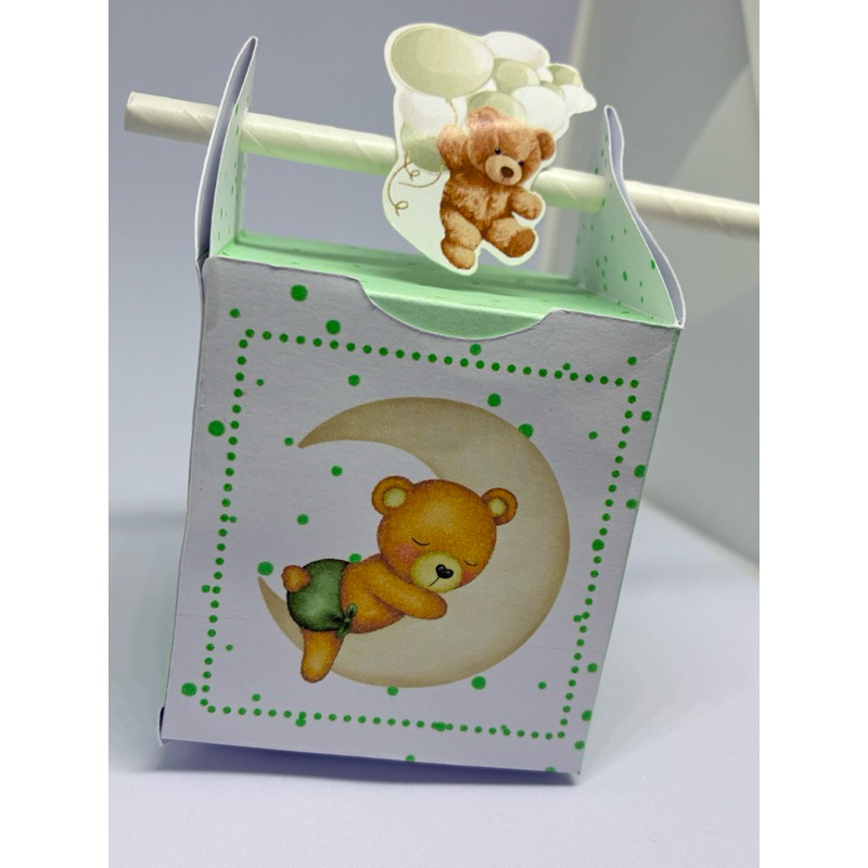Caixinha Surpresa Personalizada Ursinho Verde | Lembrancinha Chá de Bebê, Mêsversário e Aniversário