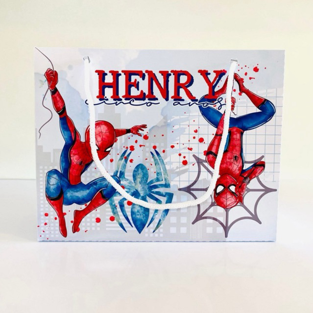 Sacola Personalizada Homem-Aranha | Lembrancinha Festa Infantil | Nome e Idade Personalizados | Sacolinha Surpresa