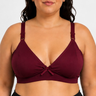 Sutiã Plus Size Suede Canelado Reforçado Renda Sem Bojo e Alça Regulável Alta Sustentação e Conforto