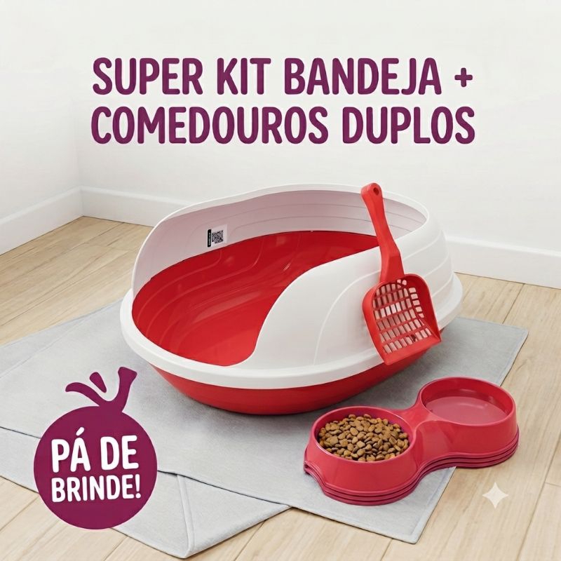 🐱 Super kit Bandeja Higiênica para Gatos com Borda Alta Anti-respingos