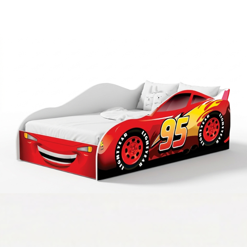 Mini Cama Desenho Carro Infantil Montessoriana Meninos Adesivada Diversos Personagens 100% MDF - AV