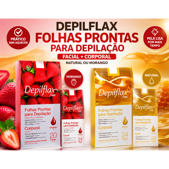 Cera Folhas Prontas de Depilação Corporal / Facial Depilflax