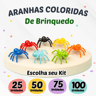 Kit Mini Aranhas Coloridas de Plástico 25 50 75 ou 100 Unidades para Festa Infantil Lembrancinha e Brincadeiras