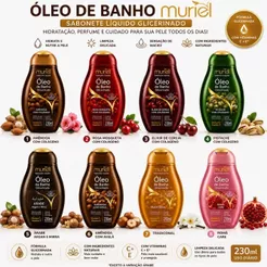 Óleo de Banho Muriel 230ml – Variações com Colágeno e Ingredientes Naturais