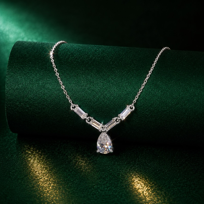 Colar Feminino Prata 925 Moissanite Gota 5,7mm Sofisticado