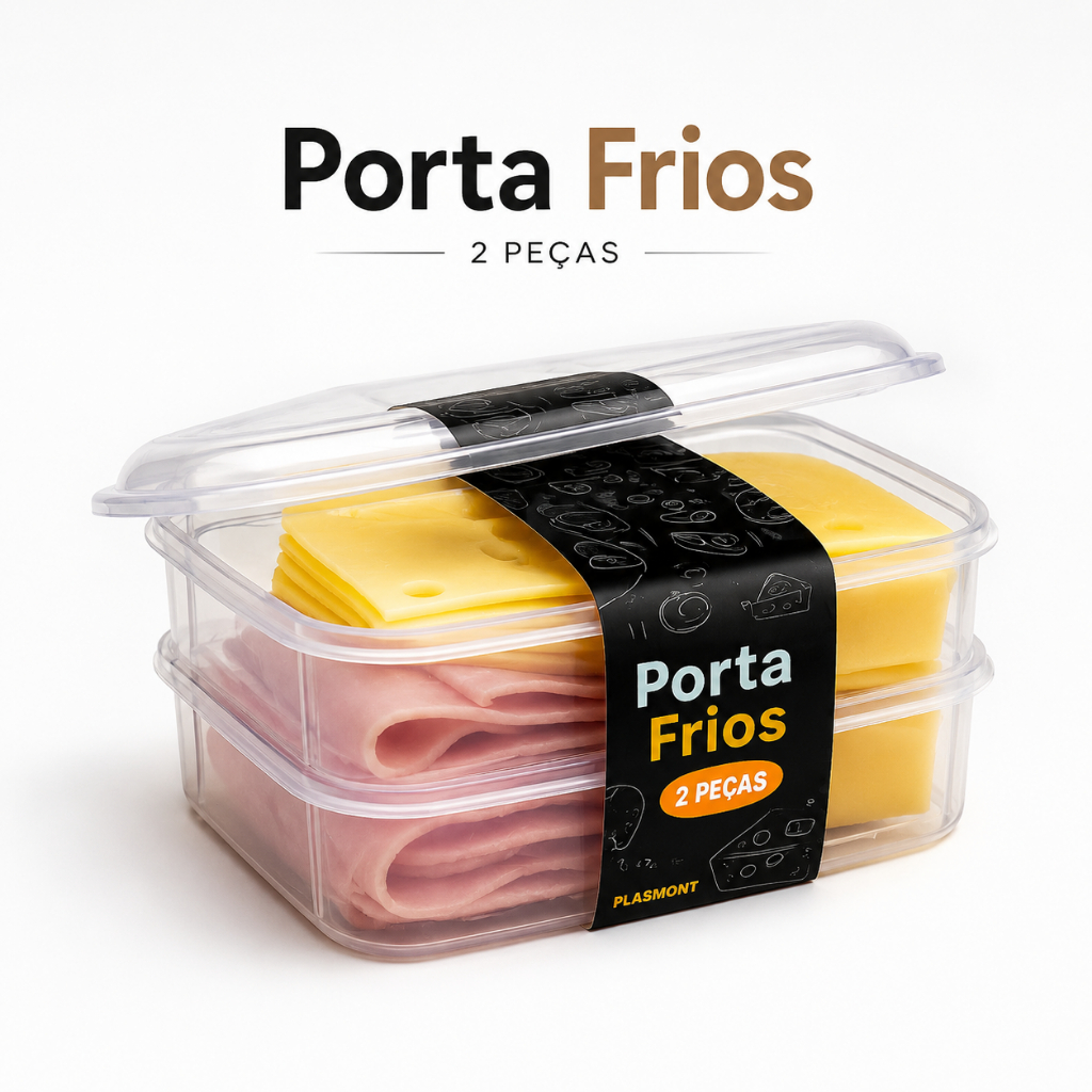 Porta Frios Hermético Duplo Transparente para Presunto Queijo Organizador de Geladeira Empilhável BPA Free