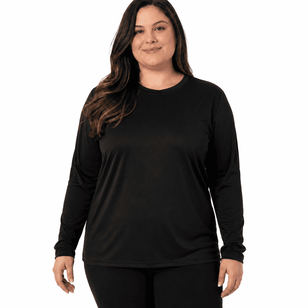 Camiseta Térmica Feminina Plus Size Manga Longa Segunda Pele Proteção UV 50+