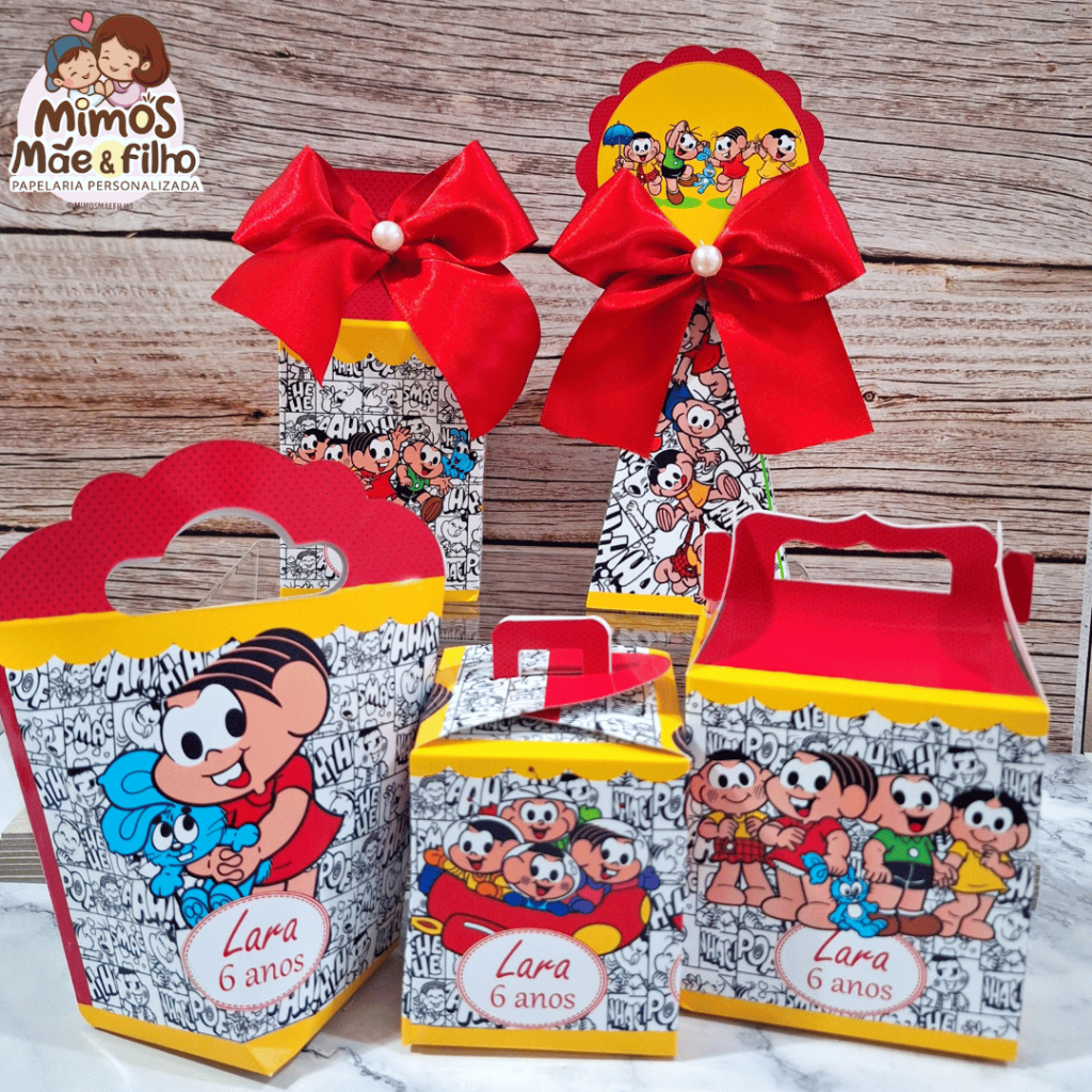 Personalizados turma da mônica, kit festa caixinhas e lembrancinhas para festa (PEGUE E MONTE)