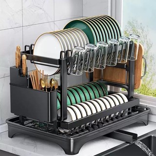 Escorredor de Louças Preto em Aço Carbono - Organizador de Cozinha, Rack para Pratos e Co…