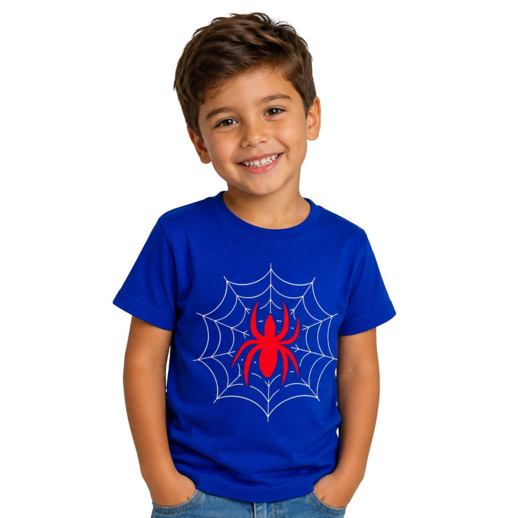 Camiseta Infantil Masculino Spider Men Aranha Básica 100% Algodão Premium Confortável
