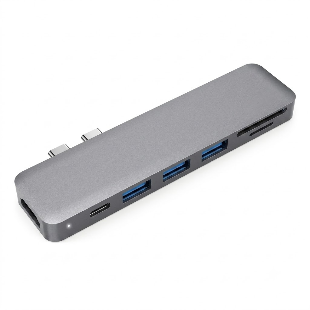 Hub USB C 7 em 1 para Macbook Air e Pro - Adaptador Original Leitor Cartão SD Mi