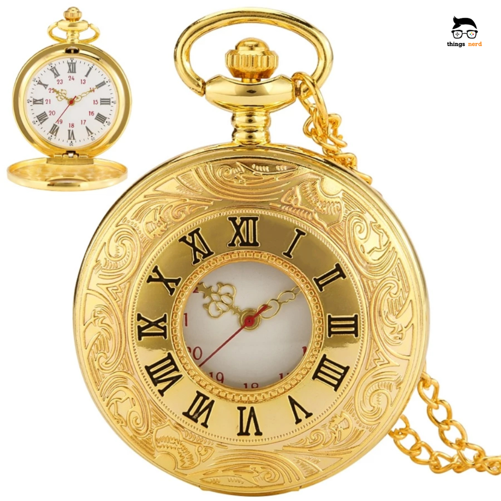 Relógio de Bolso Steampunk Dourado Original Antigo Com Corrente Retro Vintage Relíquia Presente Luxo