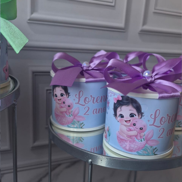 kit Lembrancinha mini Tubolata Fundo do Mar Menina 5x6 Personalizada maternidade chá de bebê aniversario