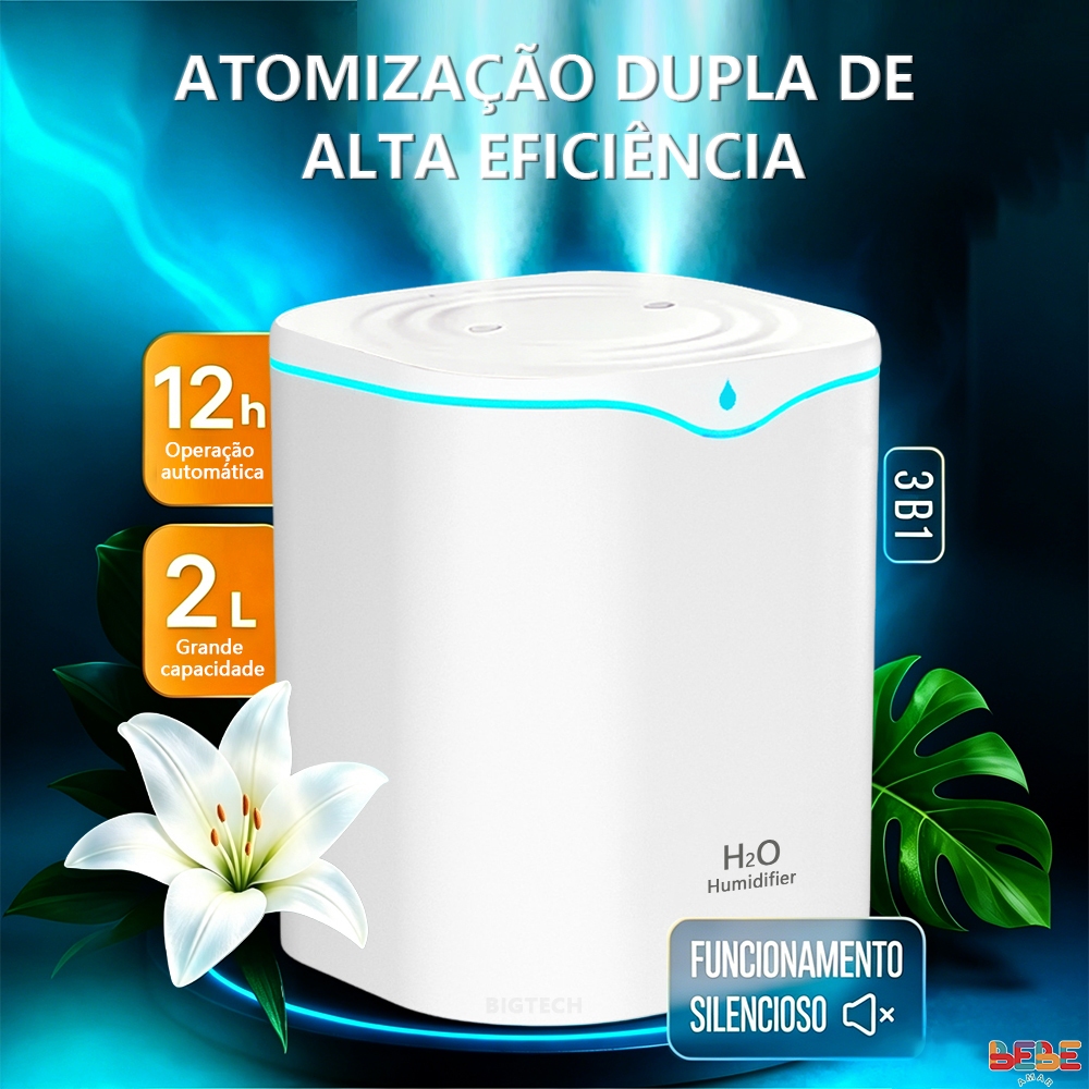 Grande Umidificador De Ar Portátil 2 Litros Ambiente Purificador Humidificador Difusor Elétrico Aromatherapy