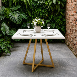 Mesa de Jantar Quadrada Paris 90cm Estilo Industrial Tampo Reforçado com Base em Aço Resistente Moderno