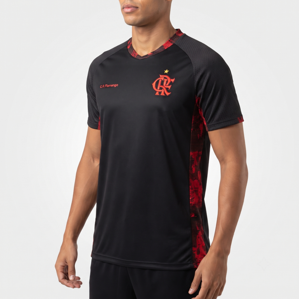 Camisa Flamengo Blood Preta Vermelha Masculina Adulto Oficial Torcedor Futebol Original Dryfit