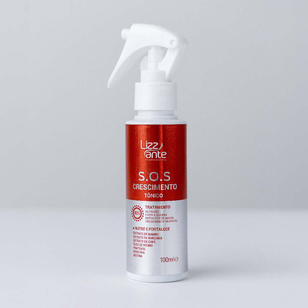 Tônico SOS Crescimento 100 ml Lizz ante - Crescimento Acelerado - Preenche Falhas - Aumento Volume Massa Capilar