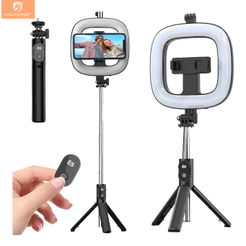 H'maston ZB10 Bastão De Selfie Led Com Tripé E Ring Light Controle RemotoLâmpada de MaquiagemQuadrada