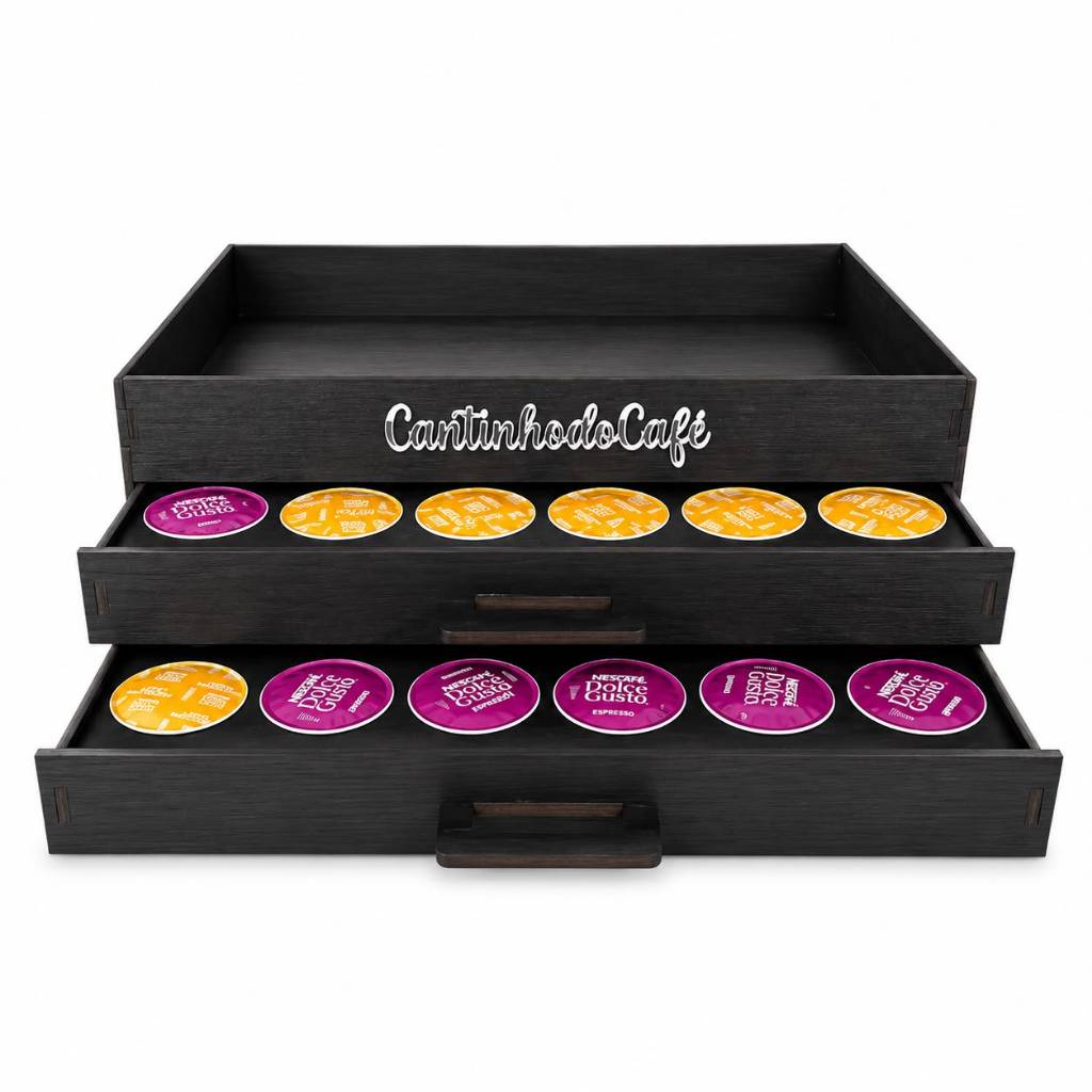 Bandeja 2 Gavetas Porta Cápsula Cantinho do Café Dolce Gusto Três Corações Nespresso
