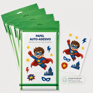 Kit Papel Adesivo Para Impressão Figurinha Cartela de Adesivos Fosco Brilho