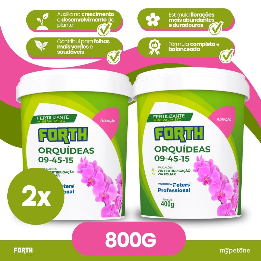 Kit 2 Fertilizante Forth Orquideas Floração 400g 09.45.15 Adubo