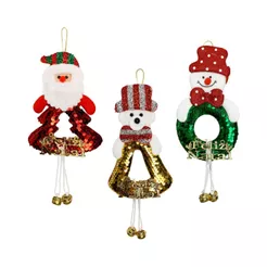 Enfeite Natal Guizo Paetê Boneco Neve Papai Noel Urso Polar