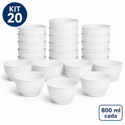 Kit 20 Cumbucas Bowl Plástico 800ml BPA Free Vai ao Micro-ondas e Lava-Louças Reutilizável