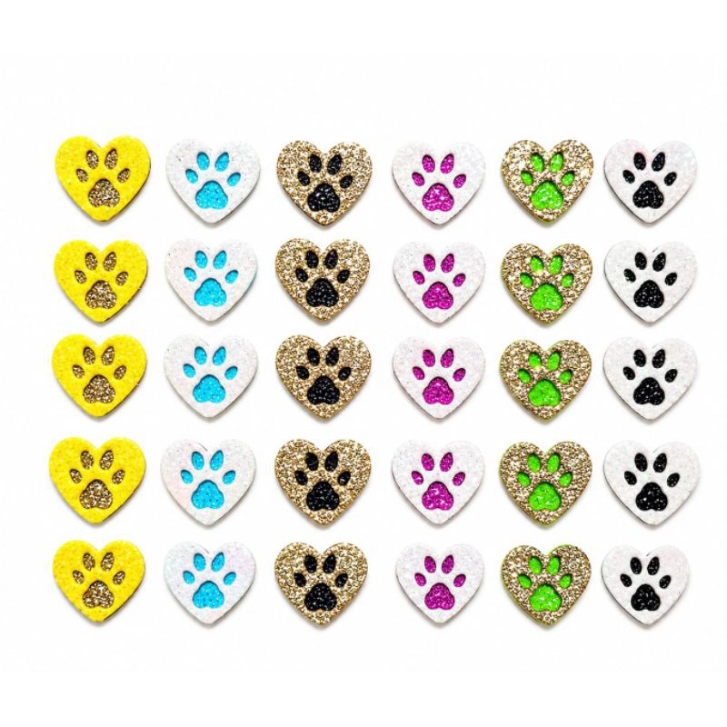 200 ADESIVOS PET DE ALTA FIXAÇÃO EM EVA COM GLITTER- MODELOS SORTIDOS.