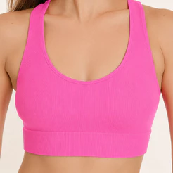 Top Selene Sem Costura Canelado Poliamida Sem Bojo Reforçado Top Nadador Alta Sustentação Fitness