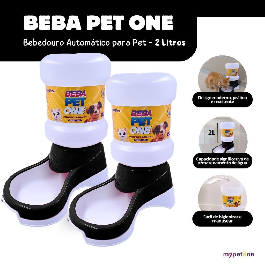 Kit 2 Bebedouro Automático Truqys Pets Preto Galão - 2 Litros