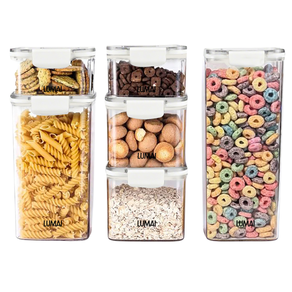 Lumai Kit 6 Potes Herméticos Vedação Forte Empilháveis Freezer Geladeira Livre B